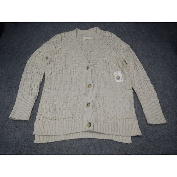 Lucky Brand Sweaters - Lucky Brand Cable Knit Cardigan Women's Medium Cream Button-Up Sweater Heavy NWT